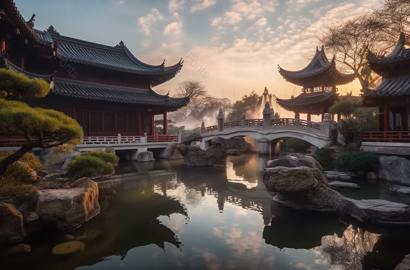 老式后花园阁楼清澈湖面实拍摄影图,高清,摄影图,摄影图片,图片大全,摄影图免费下载